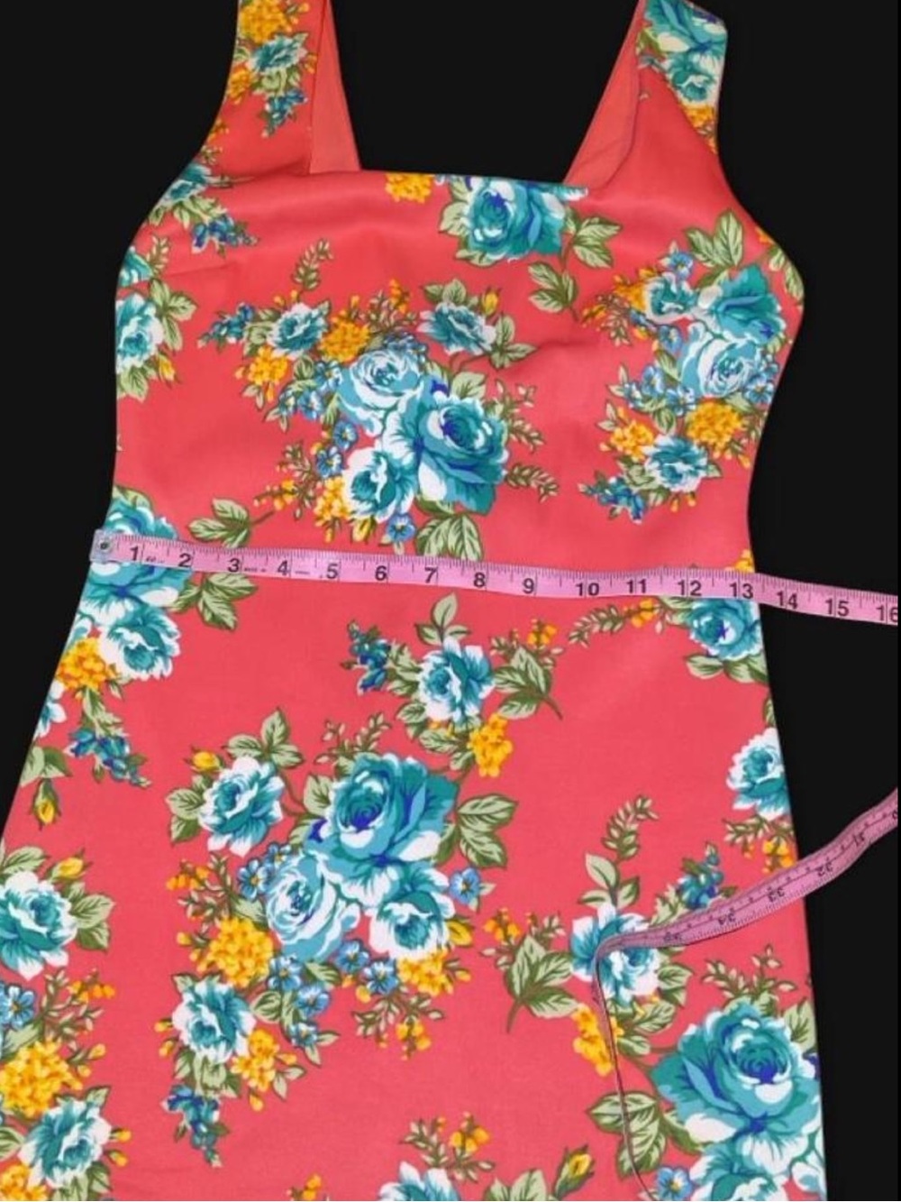 Va Va Voom Salmon Floral Square-Neck Midi Dress - Picture 6 of 8